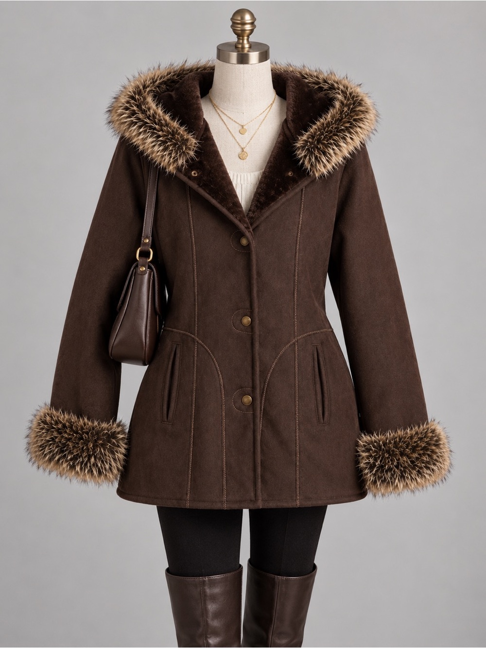 Jessica Faux Fur Trim and lining Jacket